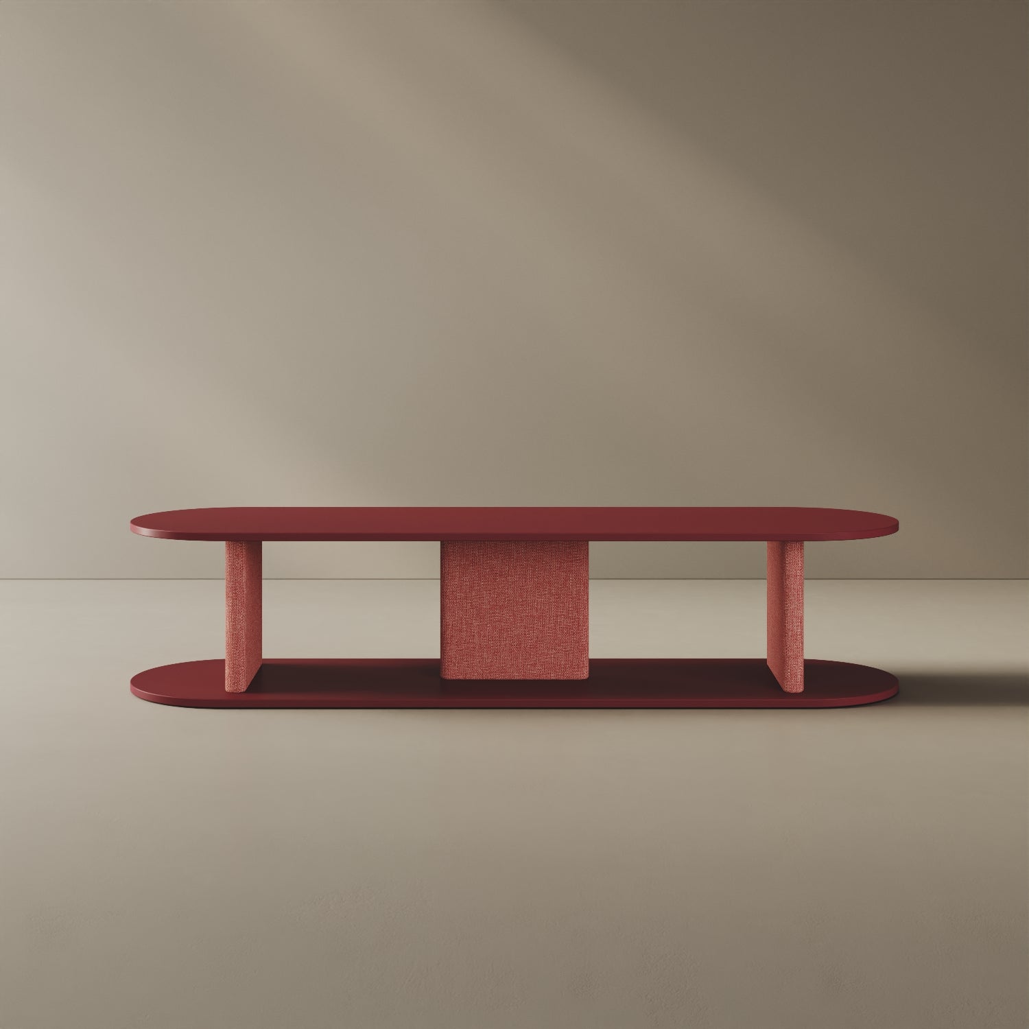 Mobile TV Strato rosso M, vista frontale – mobile TV design 170x45,5x37,3 cm legno nobilitato e tessuto