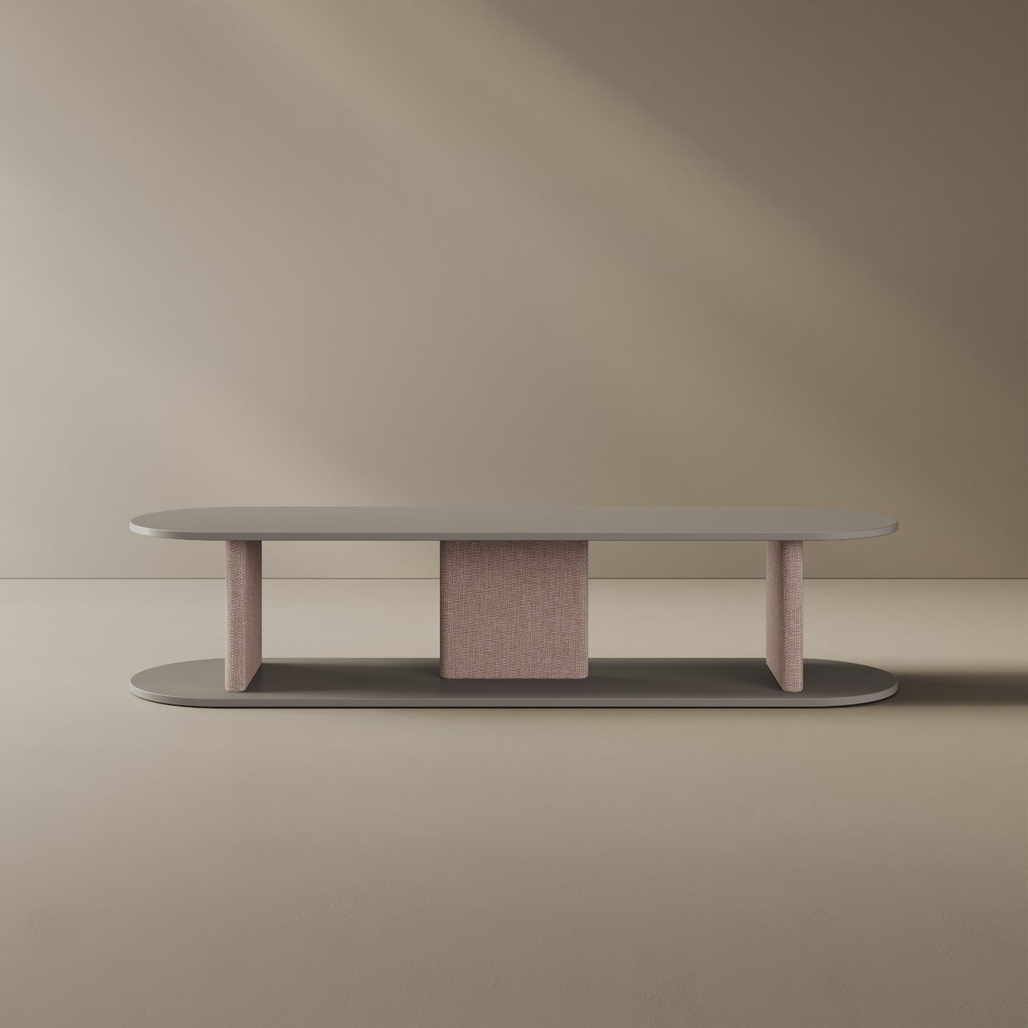 Mobile TV Strato grigio M, vista frontale – mobile TV design 170x45,5x37,3 cm legno nobilitato e tessuto