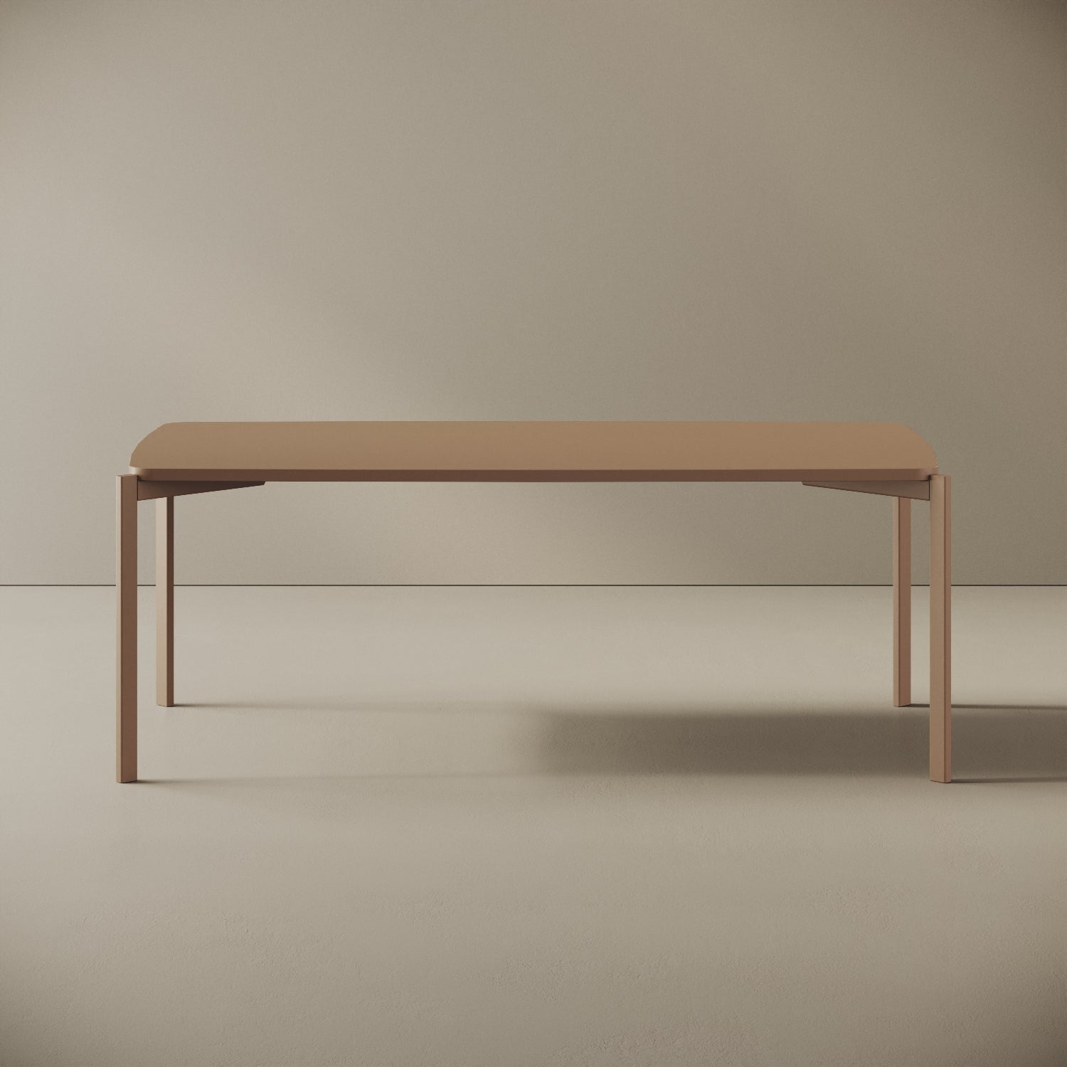 Tavolino da caffè Lisbona cappuccino alto, vista frontale – ferro verniciato 120x60 cm H44 cm