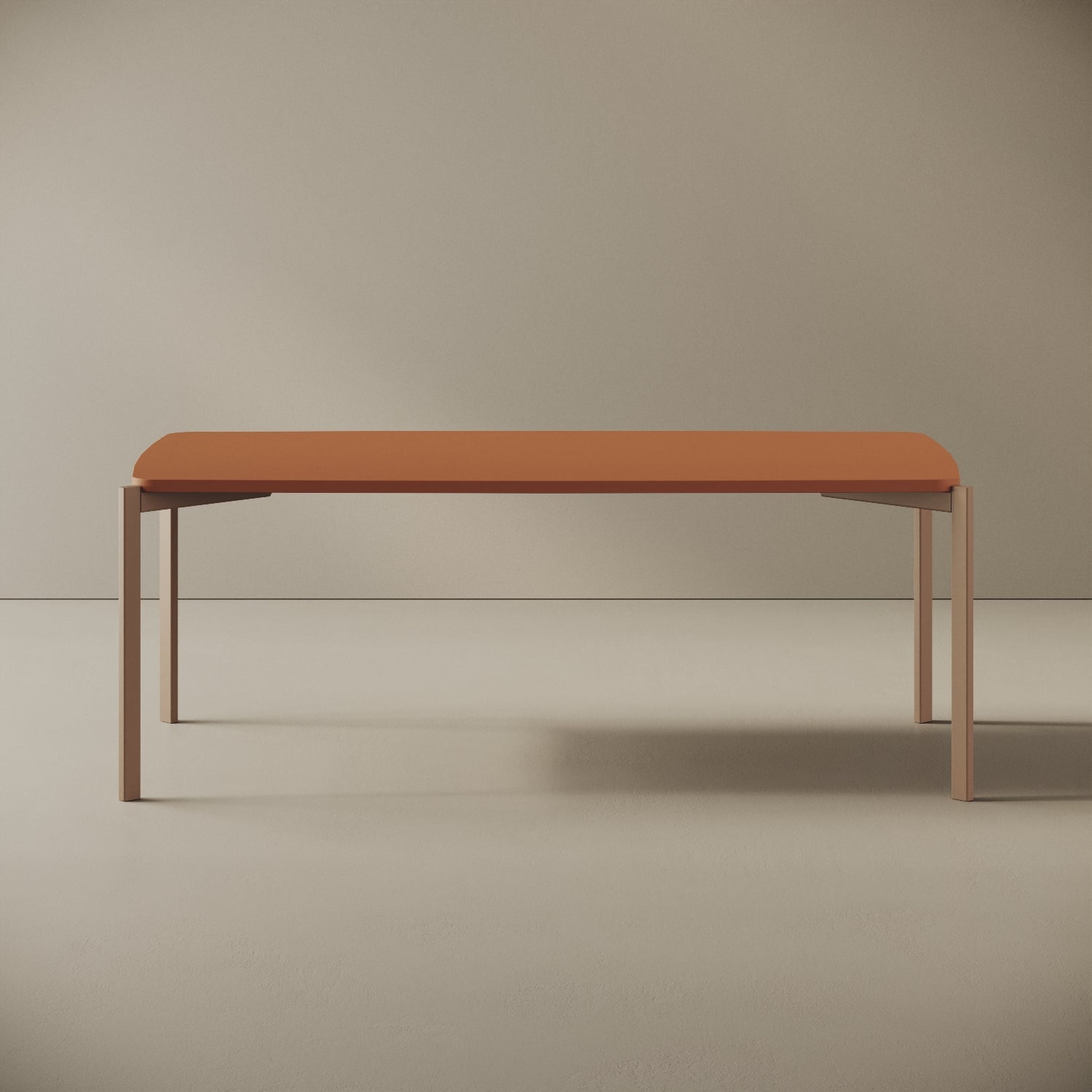 Tavolino da caffè Lisbona red curry alto, vista frontale – ferro verniciato 120x60 cm H44 cm
