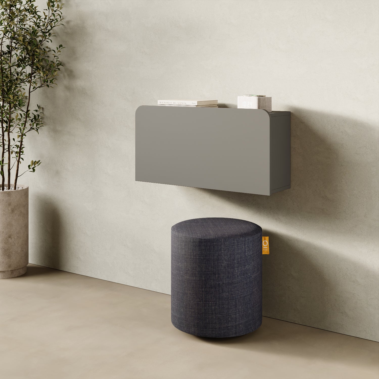 Scrittoio Segno grigio chiuso in home office, mensola a parete design moderno