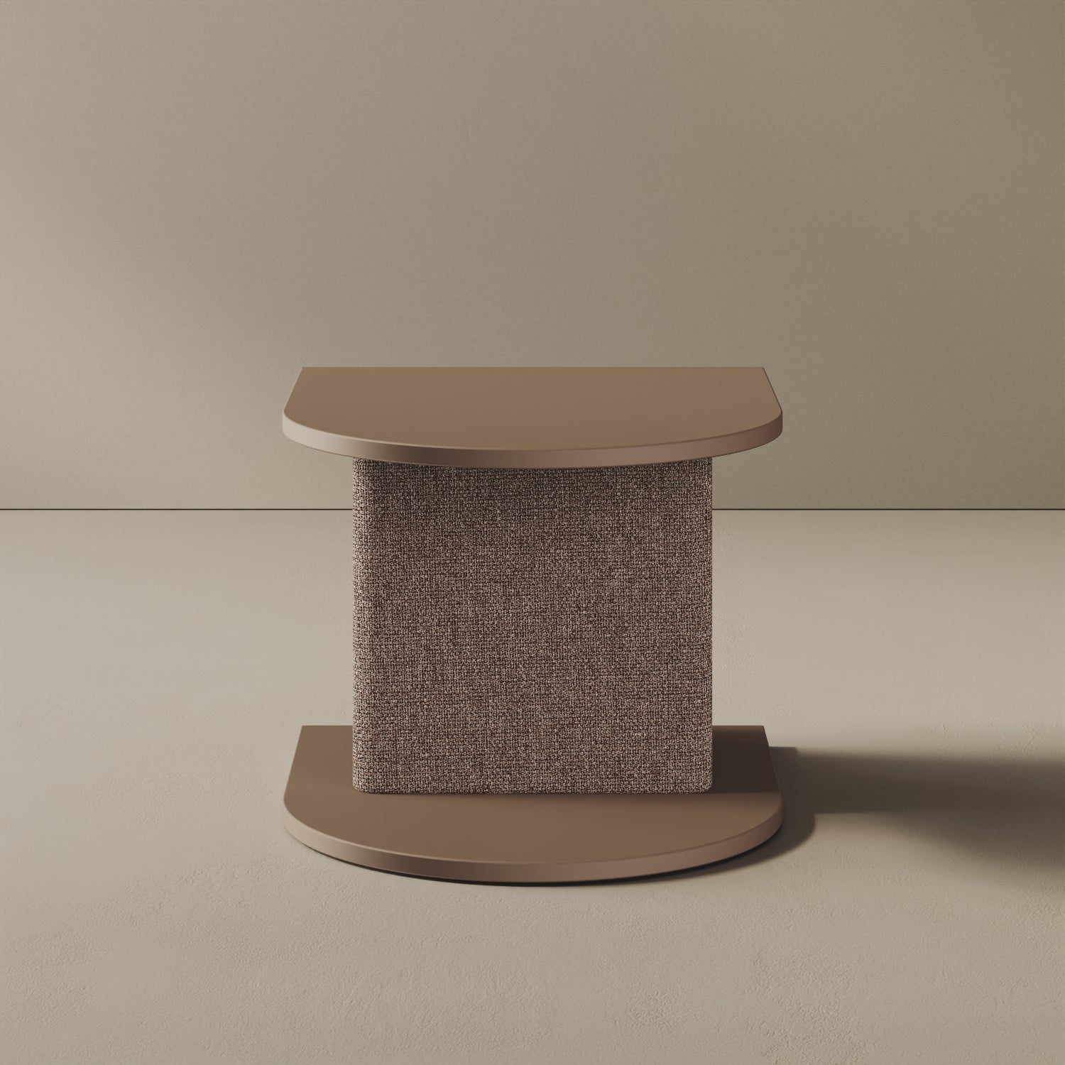 Comodino Strato cappuccino, vista frontale – comodino design italiano 45,5x50x37,3 cm legno nobilitato e tessuto