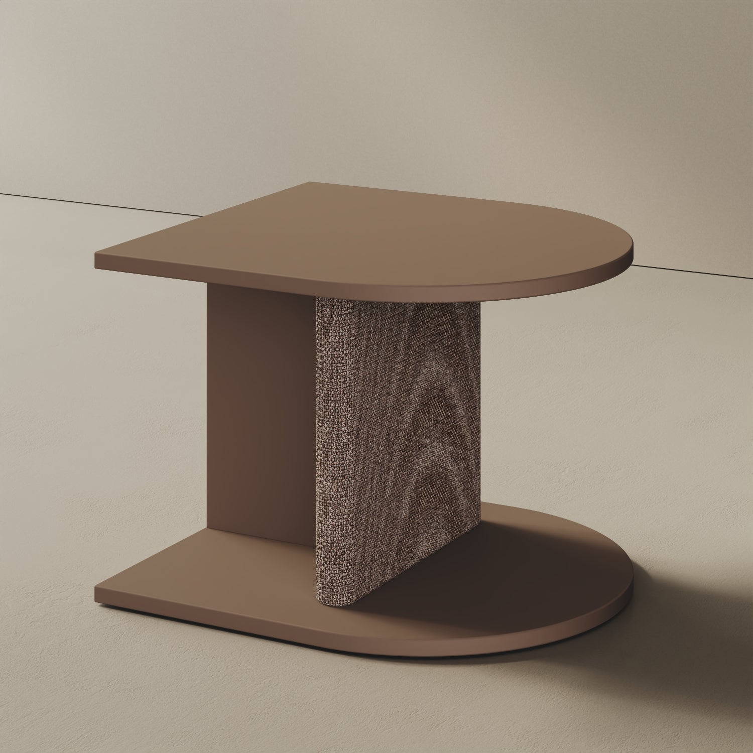 Comodino Strato cappuccino, vista laterale – legno nobilitato e tessuto design Mario Alessiani