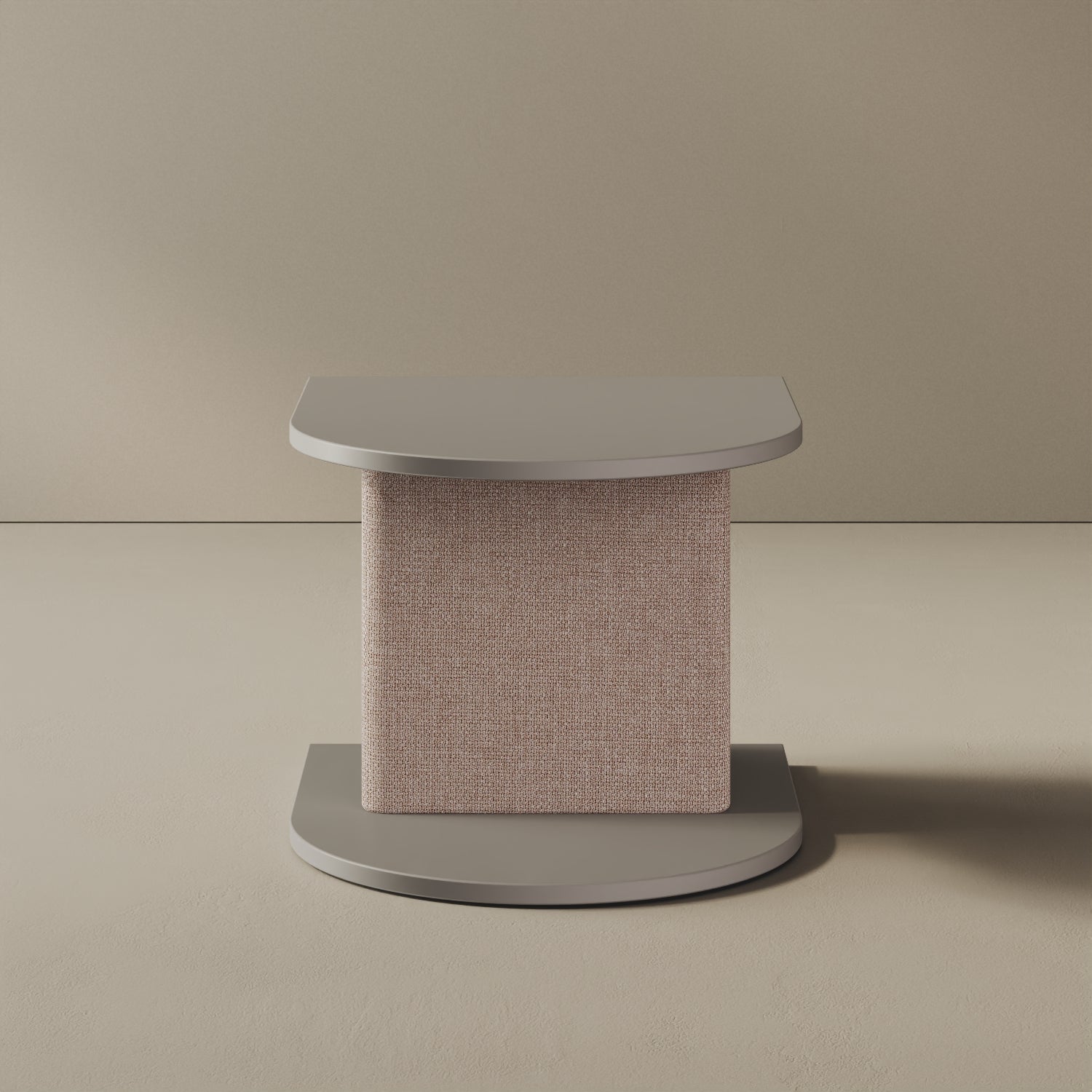 Comodino Strato grigio, vista frontale – comodino design italiano 45,5x50x37,3 cm legno nobilitato e tessuto
