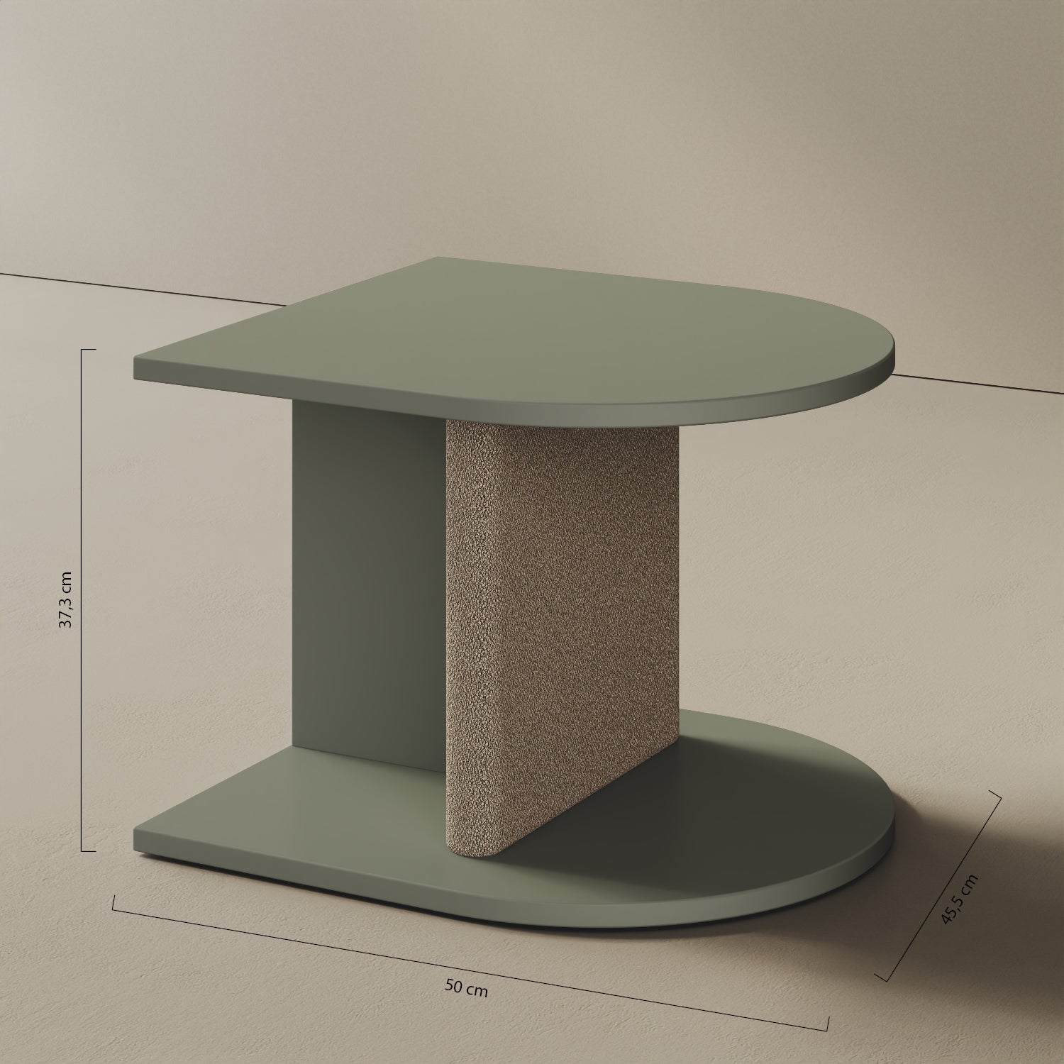 Comodino Strato verde – misure 45,5x50x37,3 cm, legno nobilitato e tessuto coordinato