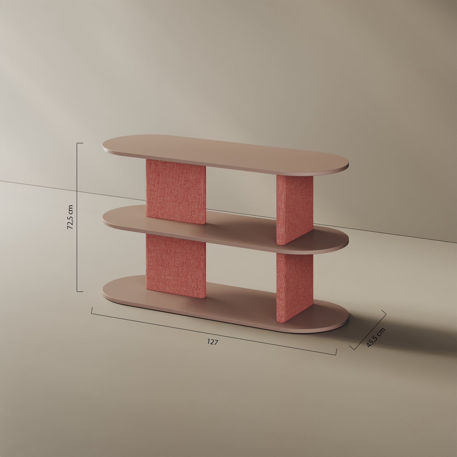 Libreria Strato S – misure 127x45,5x72,5 cm, legno nobilitato e tessuto