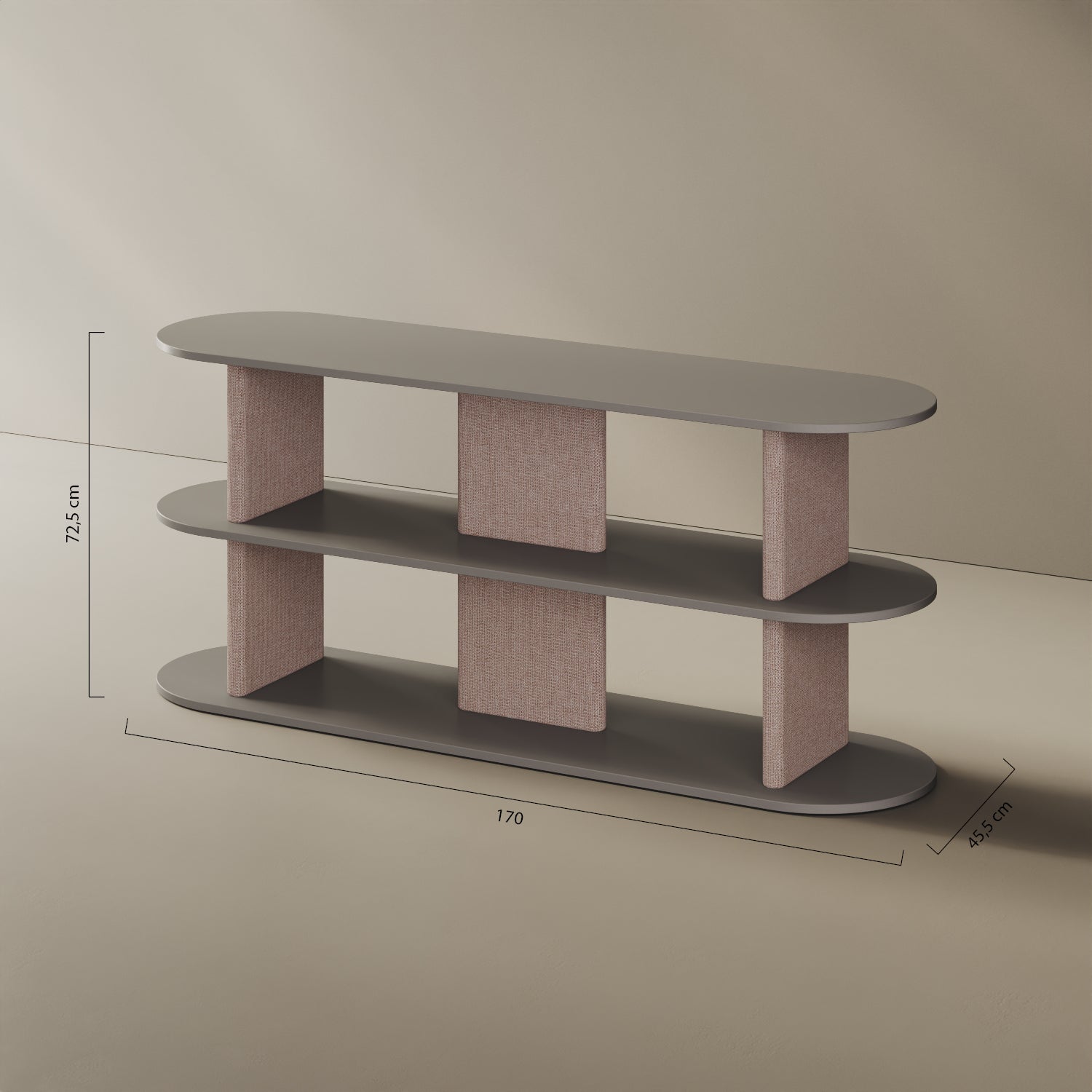 Libreria Strato M – misure 170x45,5x72,5 cm, legno nobilitato e tessuto