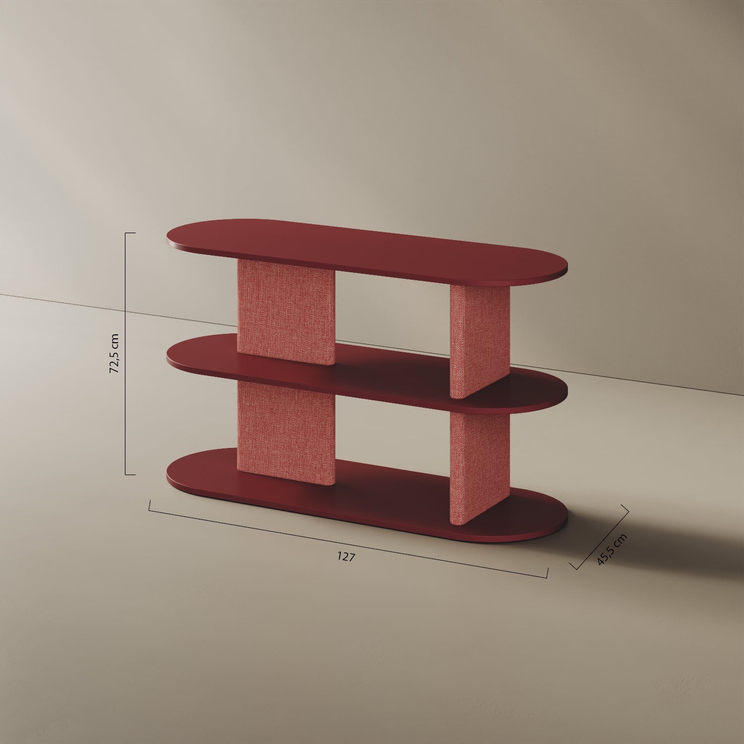 Libreria Strato S – misure 127x45,5x72,5 cm, legno nobilitato e tessuto