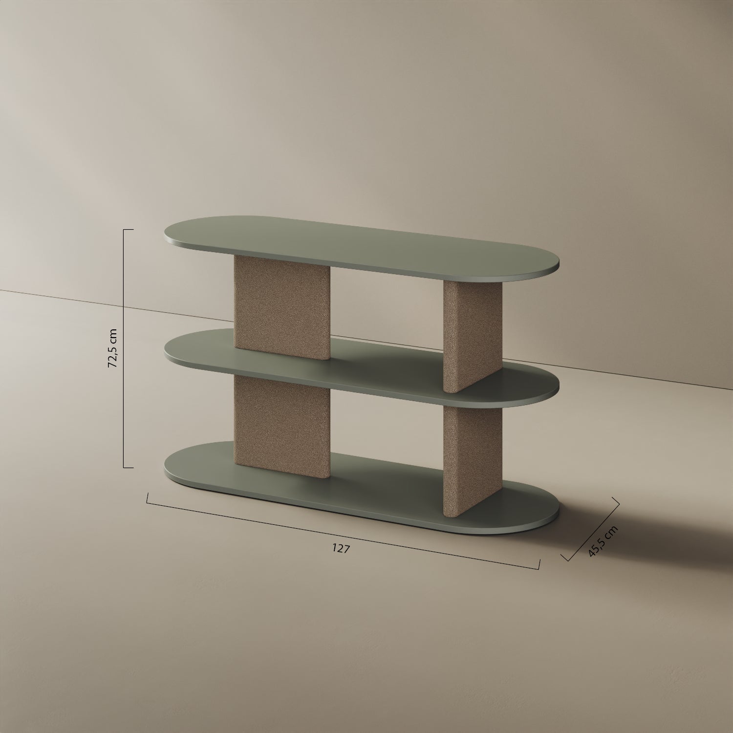Libreria Strato S – misure 127x45,5x72,5 cm, legno nobilitato e tessuto