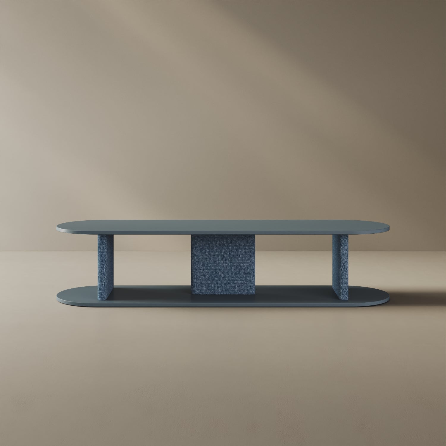 Mobile TV Strato blu M, vista frontale – mobile TV design 170x45,5x37,3 cm legno nobilitato e tessuto