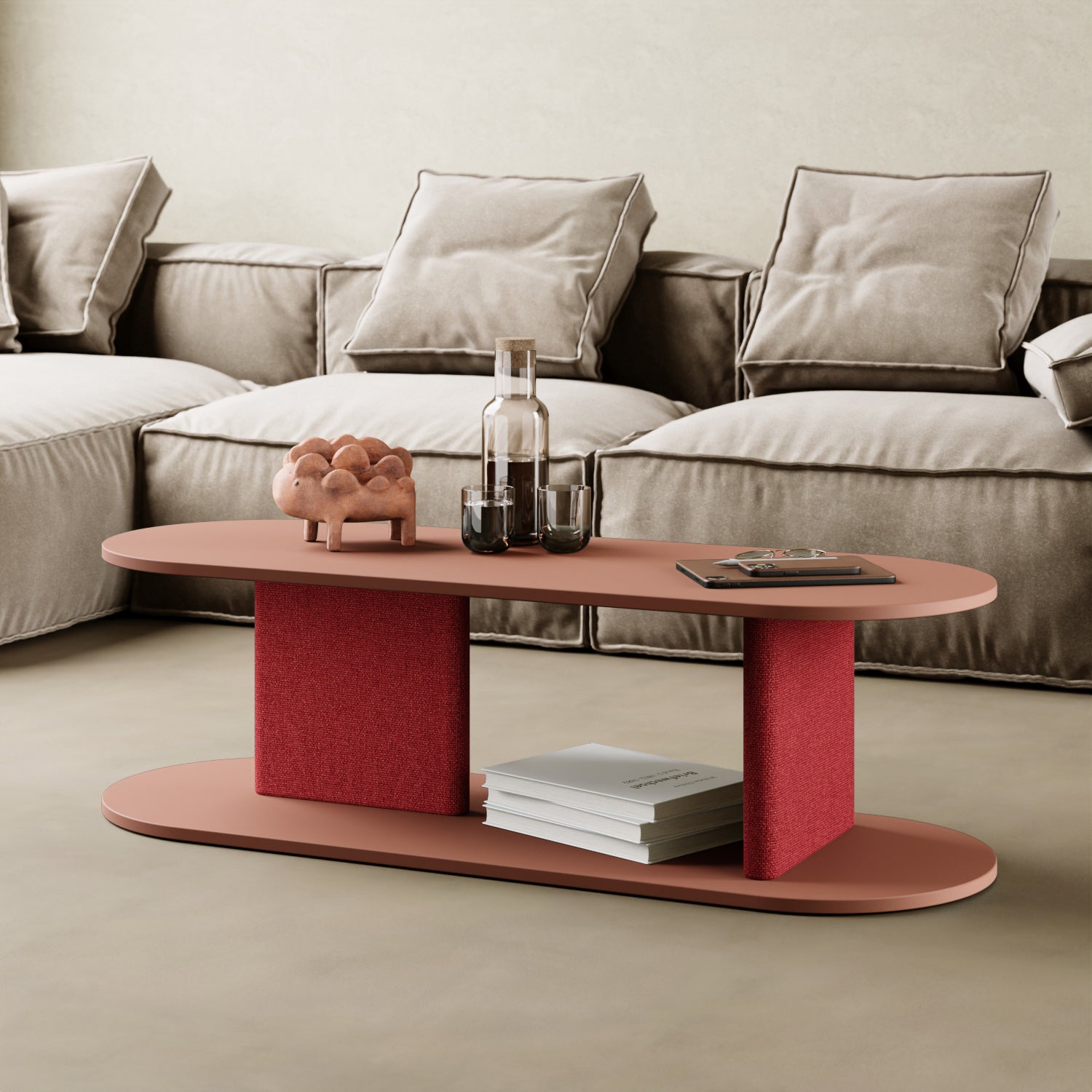 Mobile TV Strato red curry S in soggiorno contemporaneo, mobile TV basso design italiano