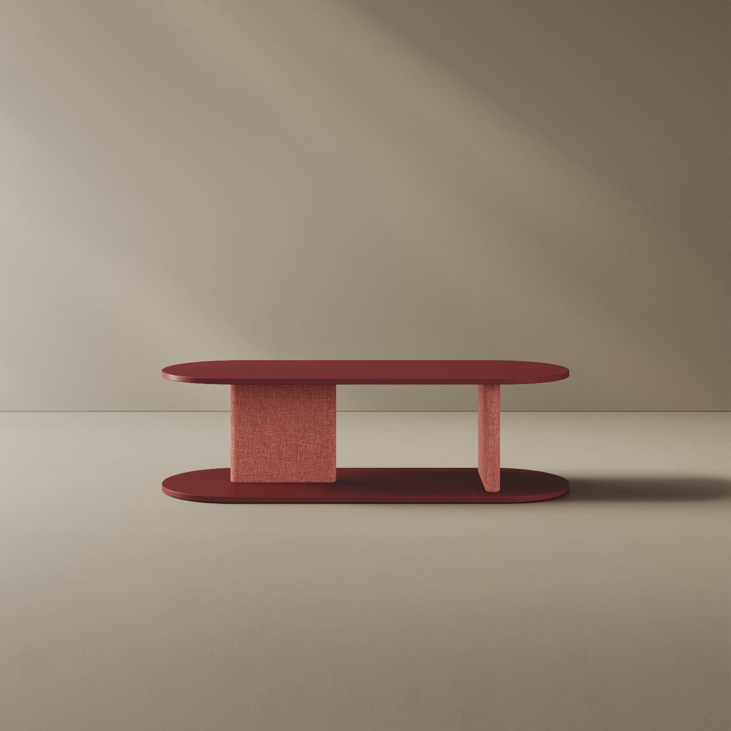 Mobile TV Strato rosso S, vista frontale – mobile TV design 127x45,5x37,3 cm legno nobilitato e tessuto