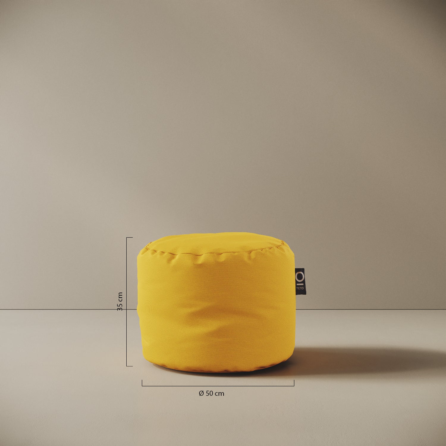Pouf Adapto — dettaglio finitura e chiusura lampo del rivestimento sfoderabile colore giallo
