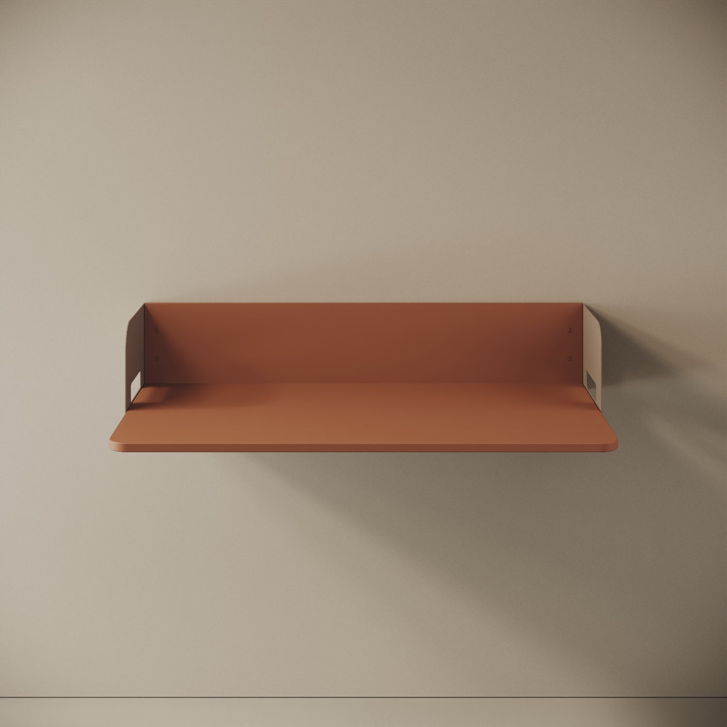 Scrittoio a parete Praga red curry, vista frontale – ferro verniciato e legno nobilitato 100x52 cm