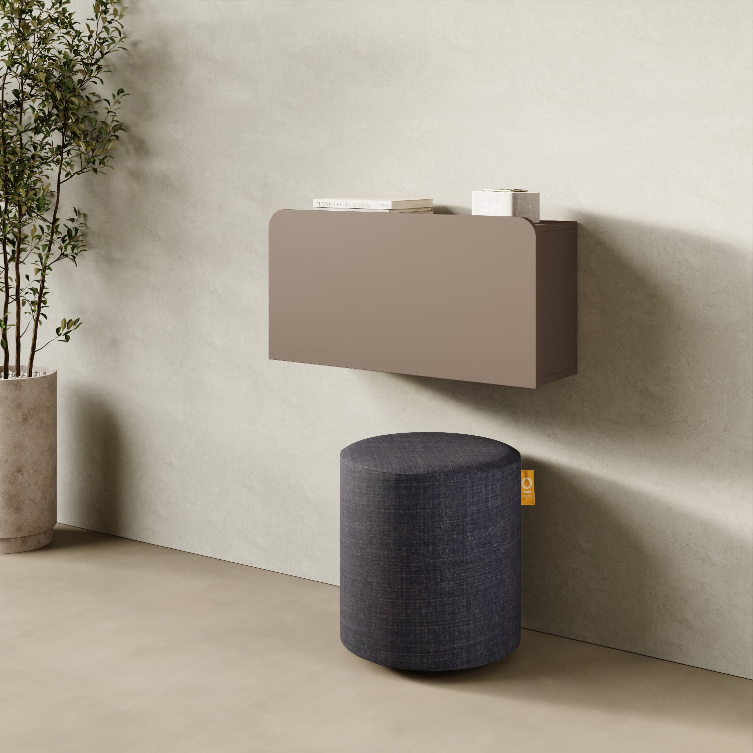 Scrittoio Segno cappuccino chiuso in home office, mensola a parete design moderno