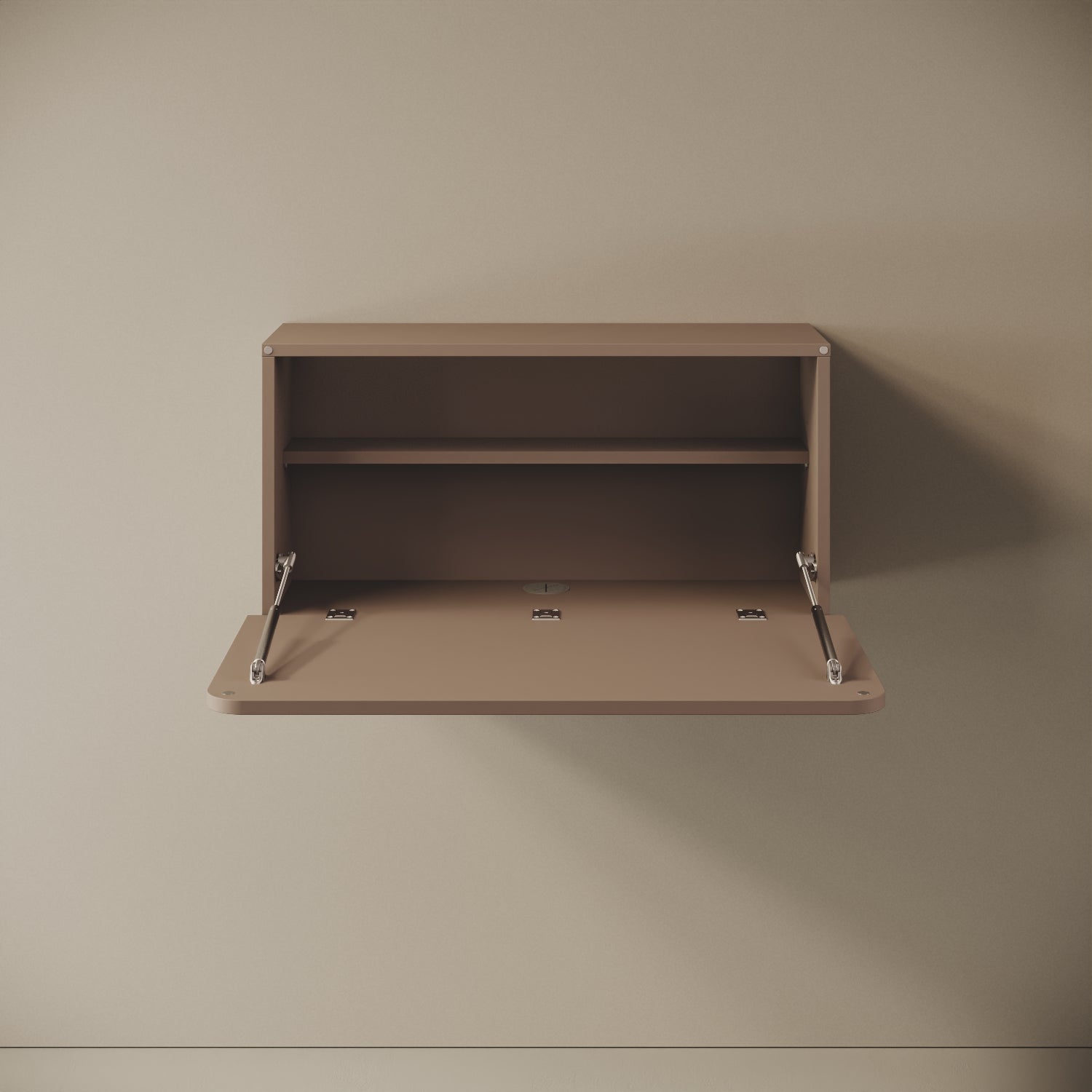 Scrittoio Segno cappuccino aperto, vista frontale – scrivania 84x42 cm, melaminico