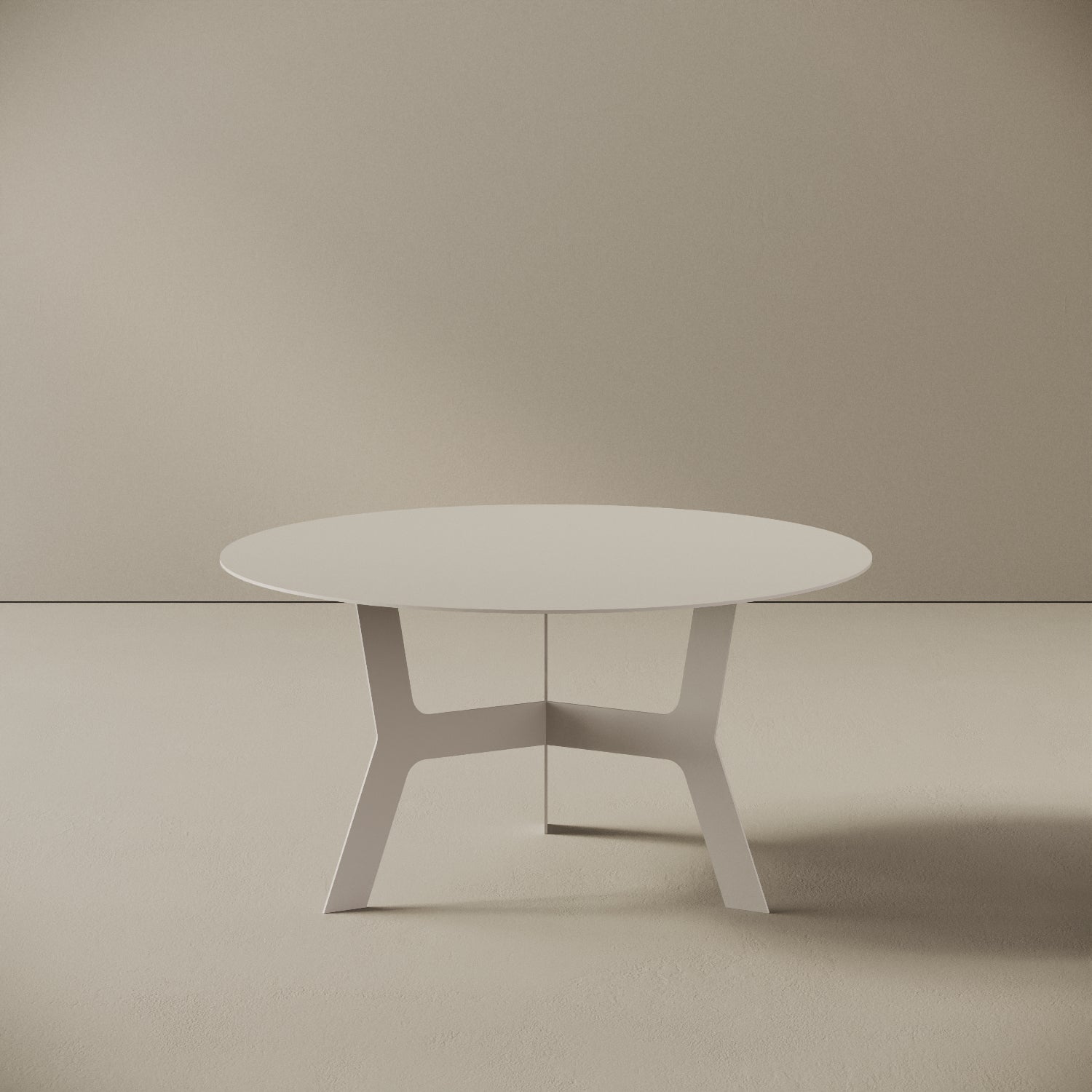 Tavolino da caffè Barcellona bianco basso, vista frontale – ferro verniciato Ø60 cm H30,3 cm