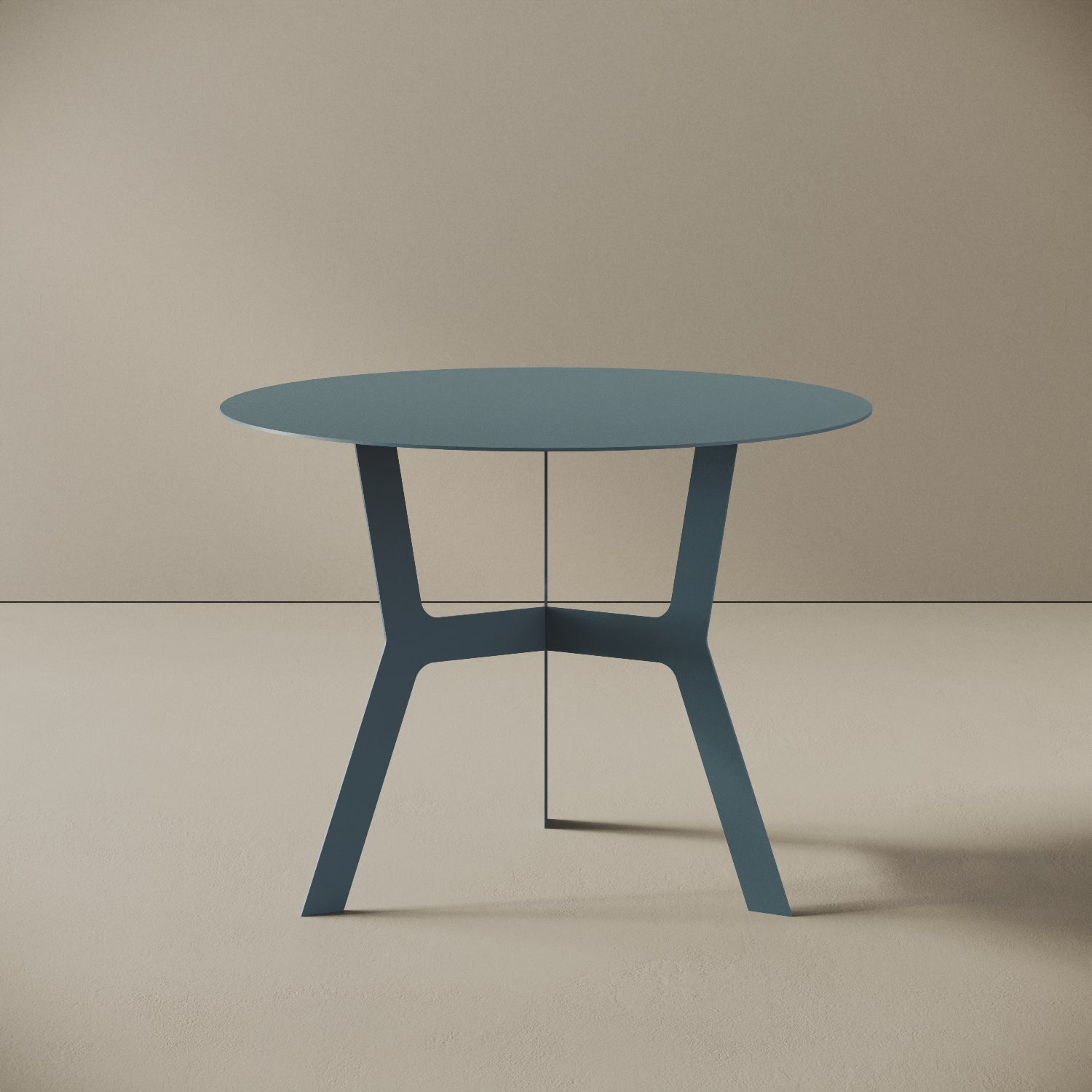 Tavolino da caffè Barcellona blu alto, vista frontale – ferro verniciato Ø60 cm H44 cm
