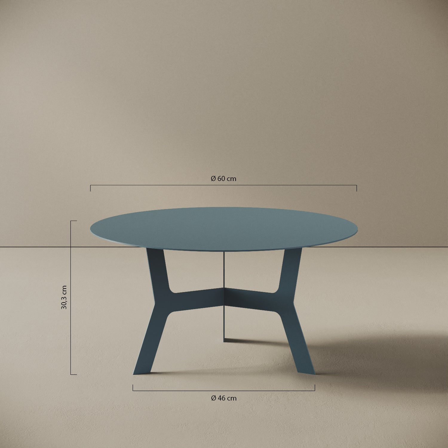 Tavolino da caffè Barcellona basso – misure Ø60 cm H30,3 cm, ferro verniciato