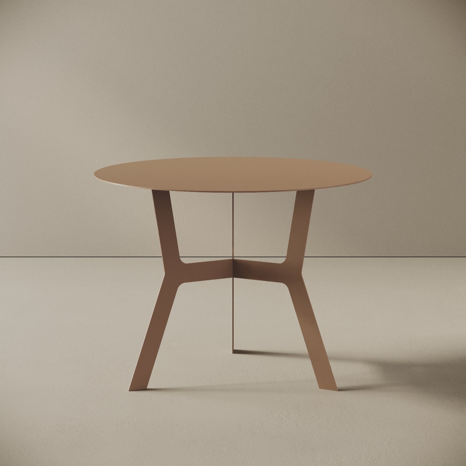 Tavolino da caffè Barcellona cappuccino alto, vista frontale – ferro verniciato Ø60 cm H44 cm