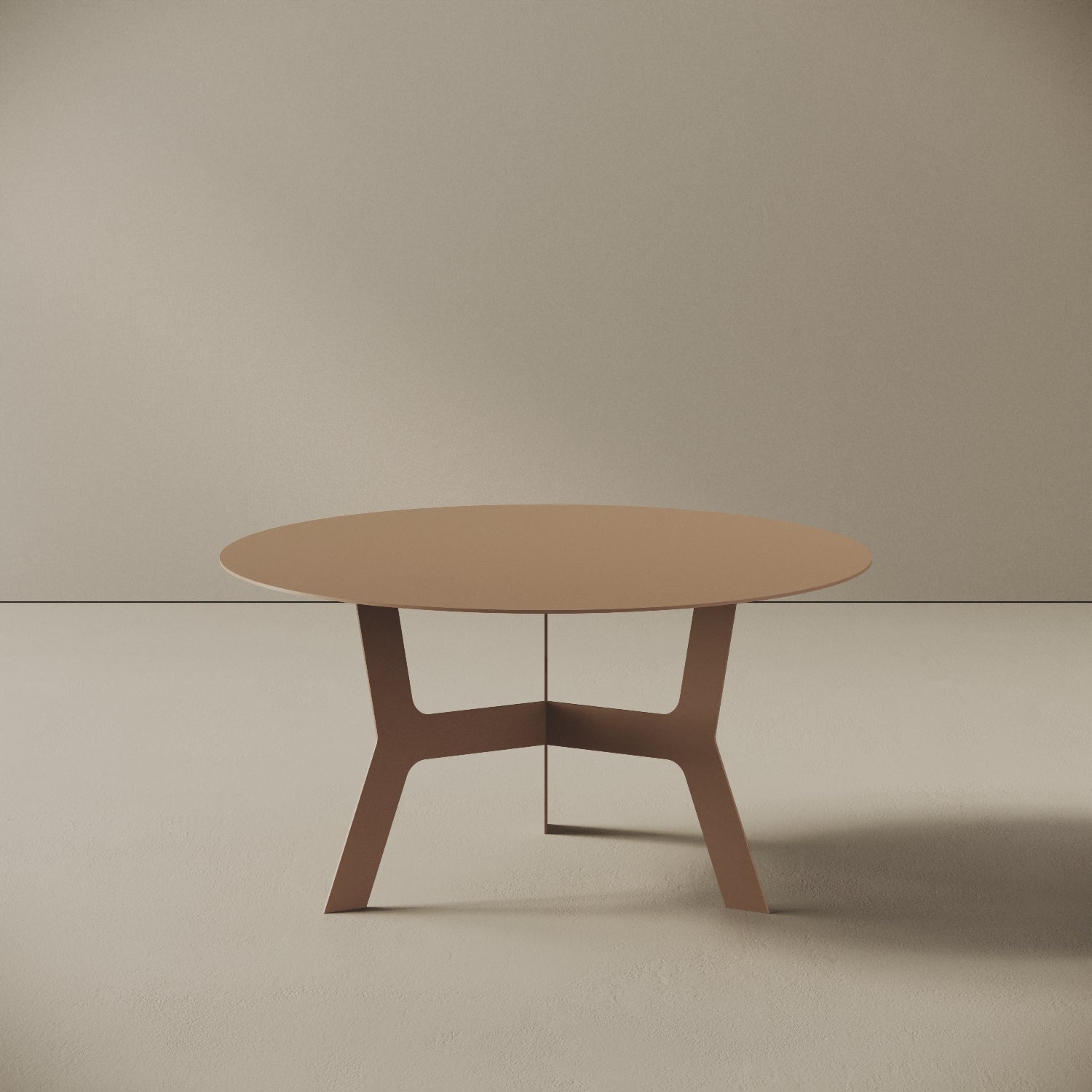 Tavolino da caffè Barcellona cappuccino basso, vista frontale – ferro verniciato Ø60 cm H30,3 cm
