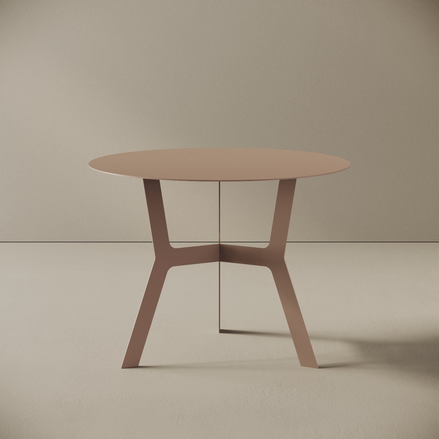 Tavolino da caffè Barcellona cipria alto, vista frontale – ferro verniciato Ø60 cm H44 cm