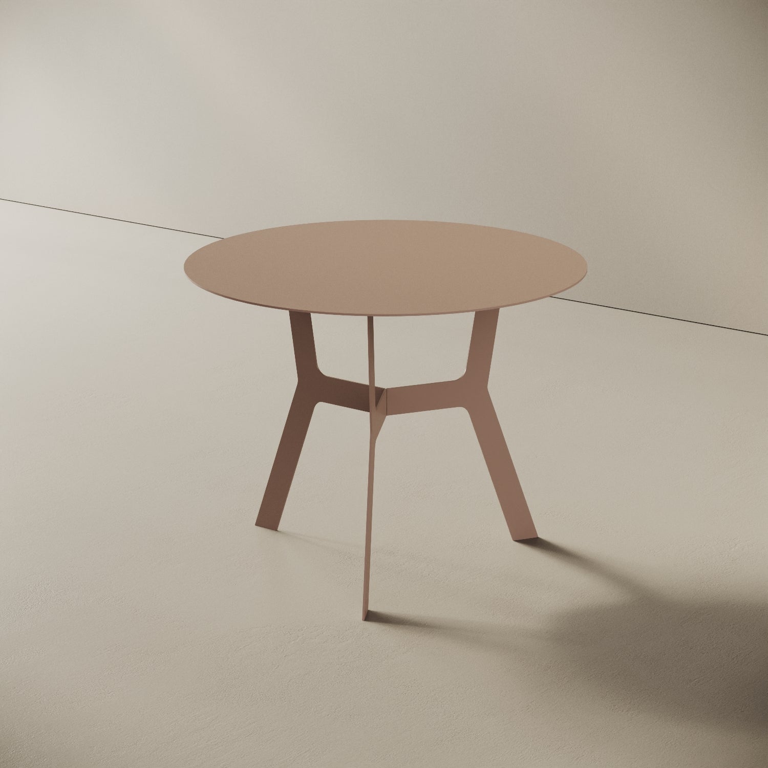 Tavolino da caffè Barcellona cipria alto, vista laterale – ferro verniciato Ø60 cm H44 cm