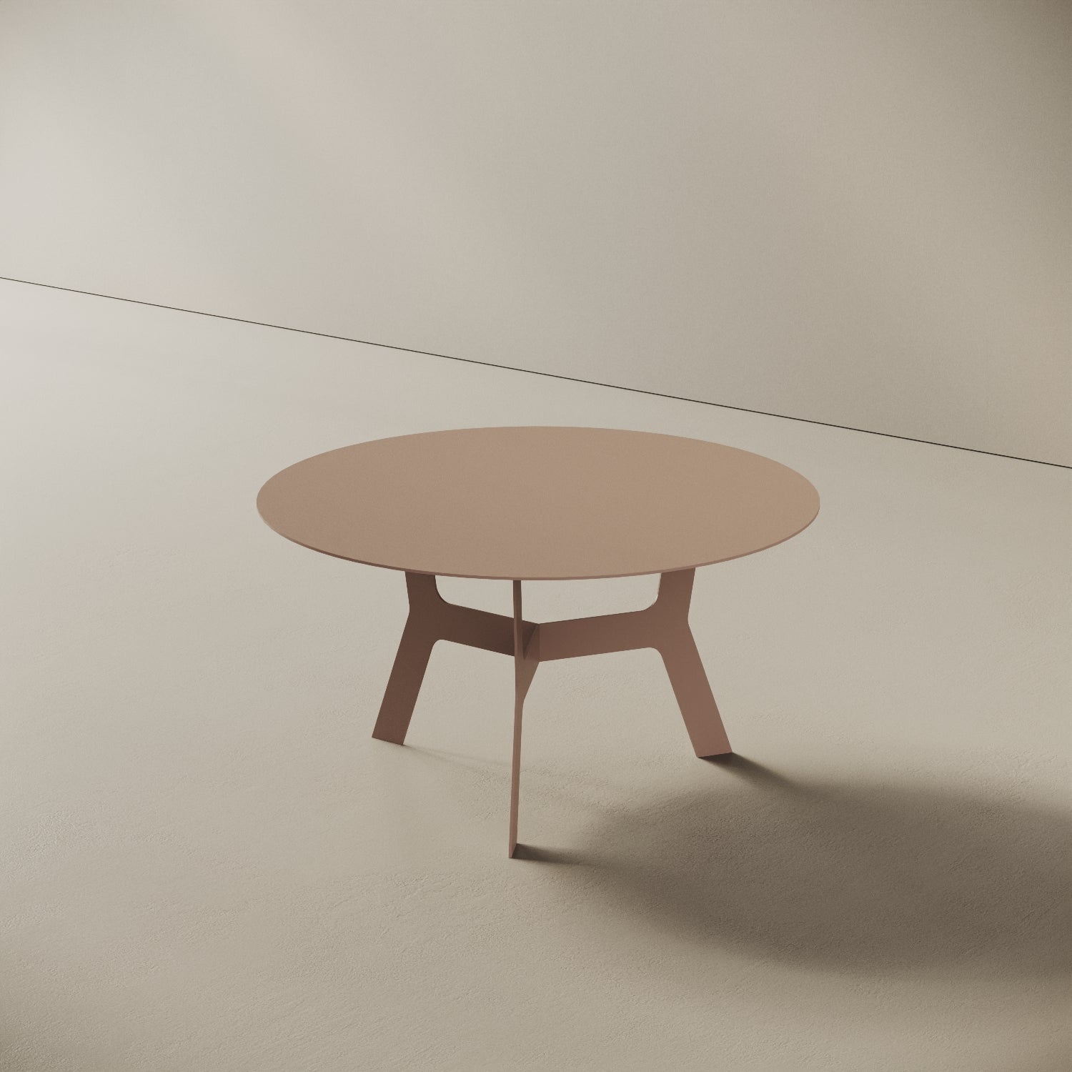 Tavolino da caffè Barcellona cipria basso, vista laterale – ferro verniciato Ø60 cm H30,3 cm