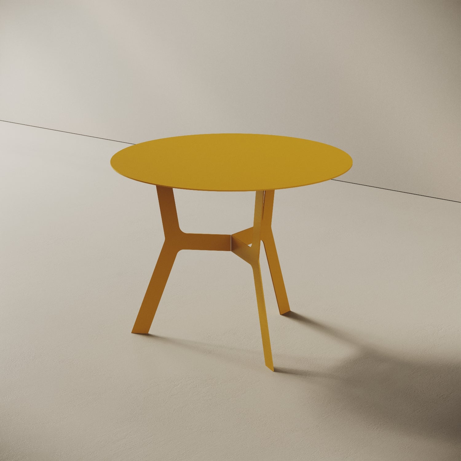 Tavolino da caffè Barcellona giallo alto, vista laterale – ferro verniciato Ø60 cm H44 cm