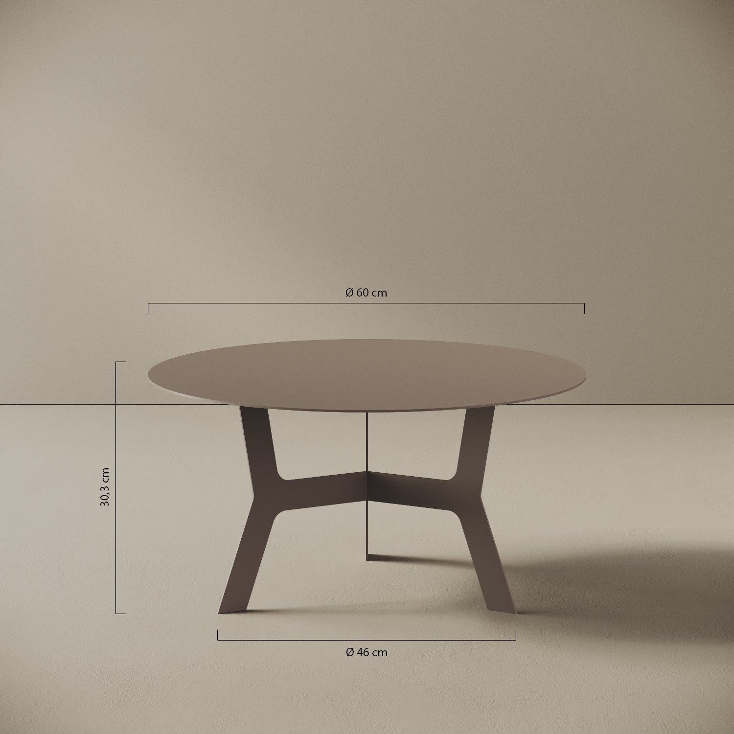 Tavolino da caffè Barcellona basso – misure Ø60 cm H30,3 cm, ferro verniciato
