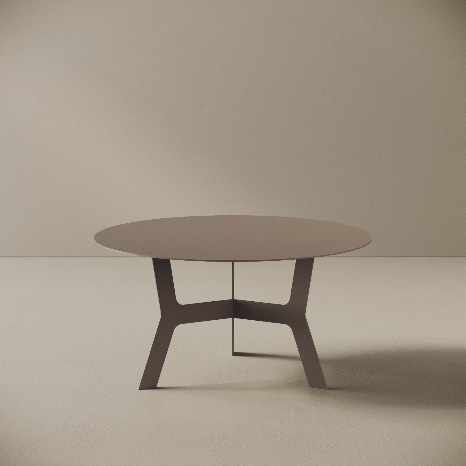 Tavolino da caffè Barcellona grigio basso, vista frontale – ferro verniciato Ø60 cm H30,3 cm