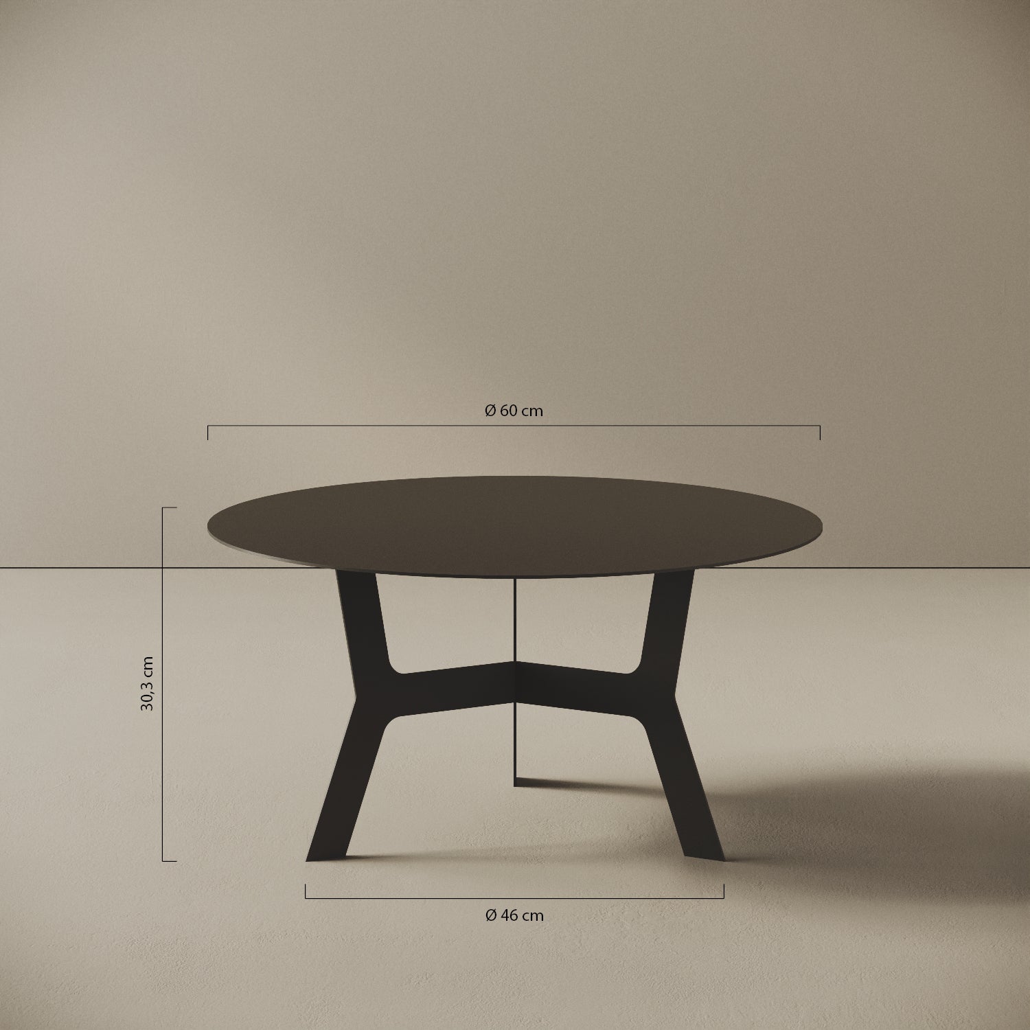 Tavolino da caffè Barcellona basso – misure Ø60 cm H30,3 cm, ferro verniciato