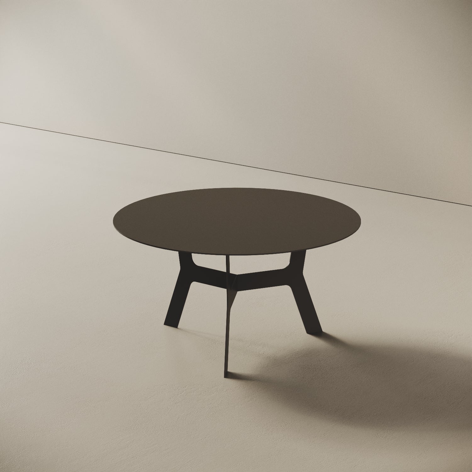 Tavolino da caffè Barcellona nero basso, vista laterale – ferro verniciato Ø60 cm H30,3 cm
