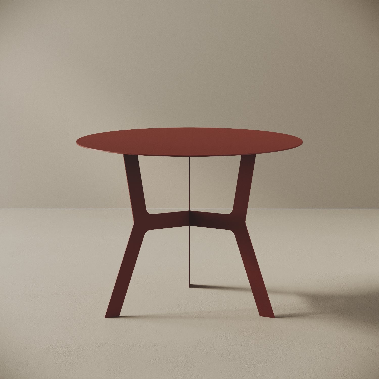 Tavolino da caffè Barcellona rosso alto, vista frontale – ferro verniciato Ø60 cm H44 cm
