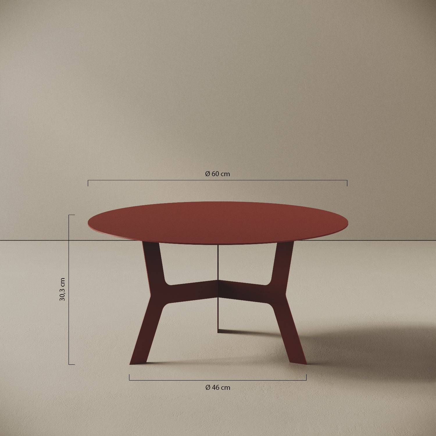 Tavolino da caffè Barcellona basso – misure Ø60 cm H30,3 cm, ferro verniciato