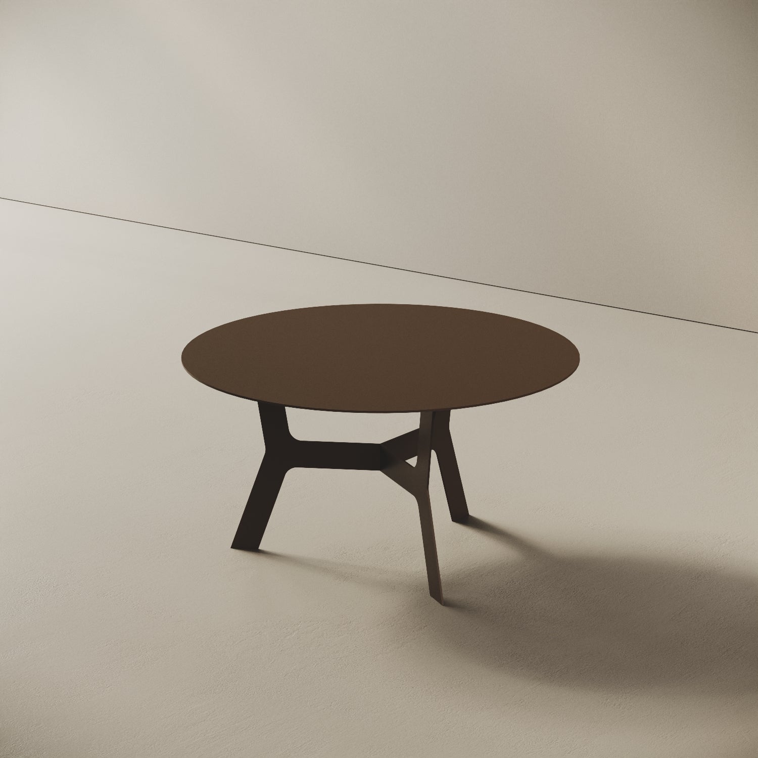 Tavolino da caffè Barcellona tabacco basso, vista laterale – ferro verniciato Ø60 cm H30,3 cm