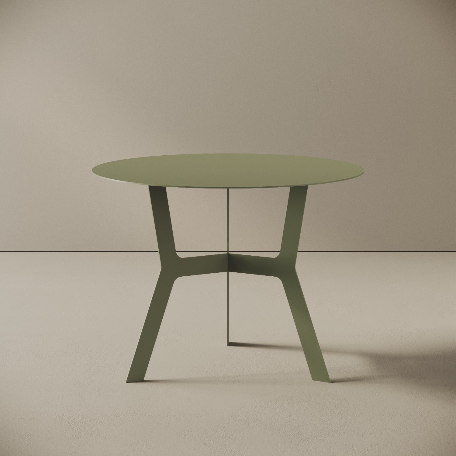Tavolino da caffè Barcellona verde alto, vista frontale – ferro verniciato Ø60 cm H44 cm