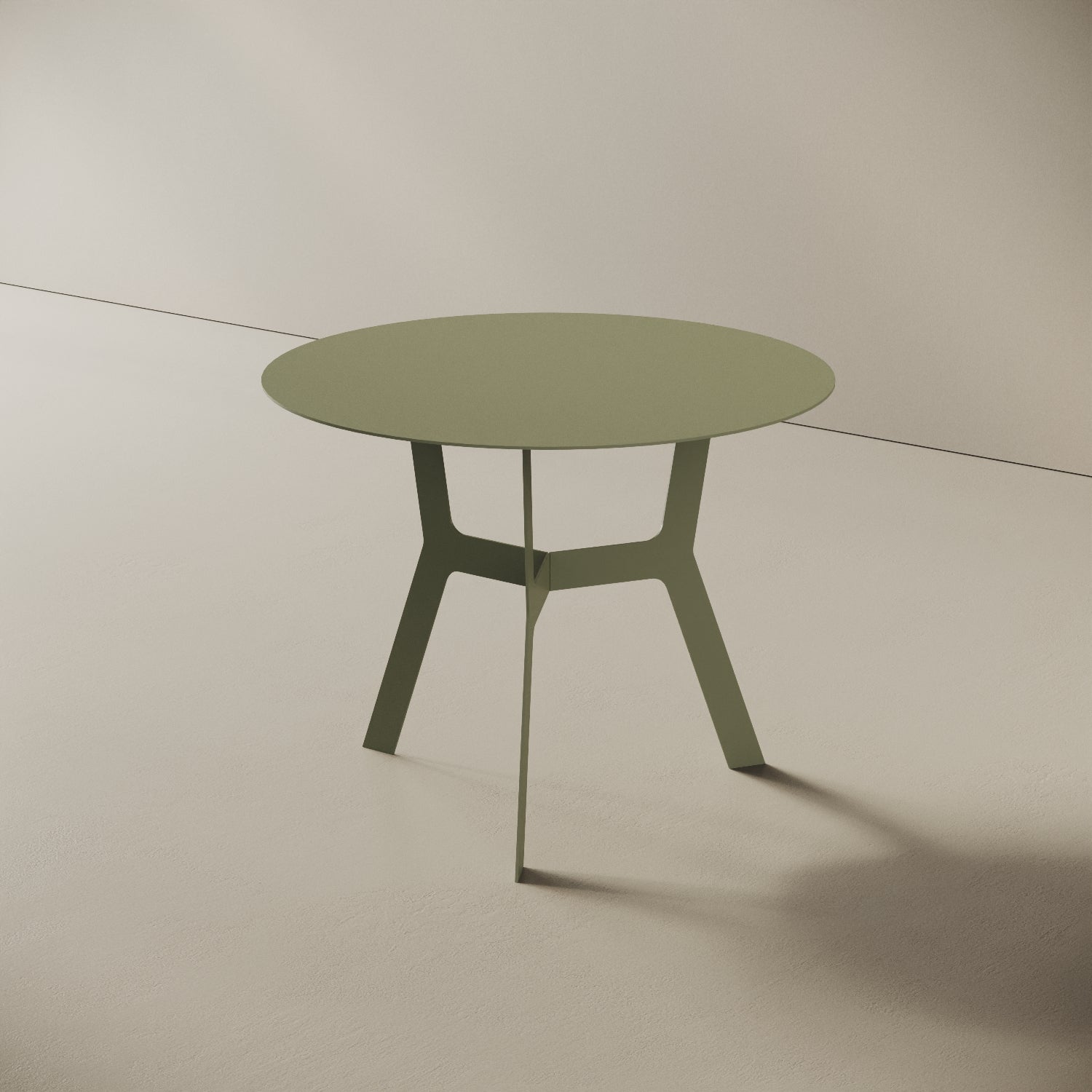Tavolino da caffè Barcellona verde alto, vista laterale – ferro verniciato Ø60 cm H44 cm