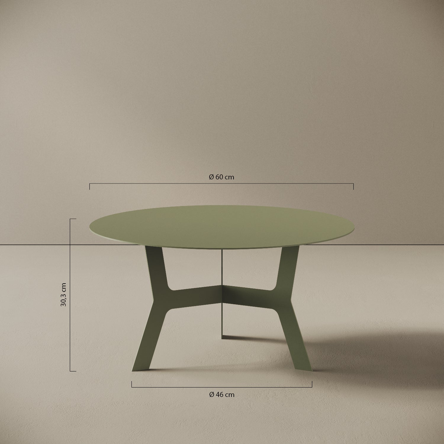 Tavolino da caffè Barcellona basso – misure Ø60 cm H30,3 cm, ferro verniciato