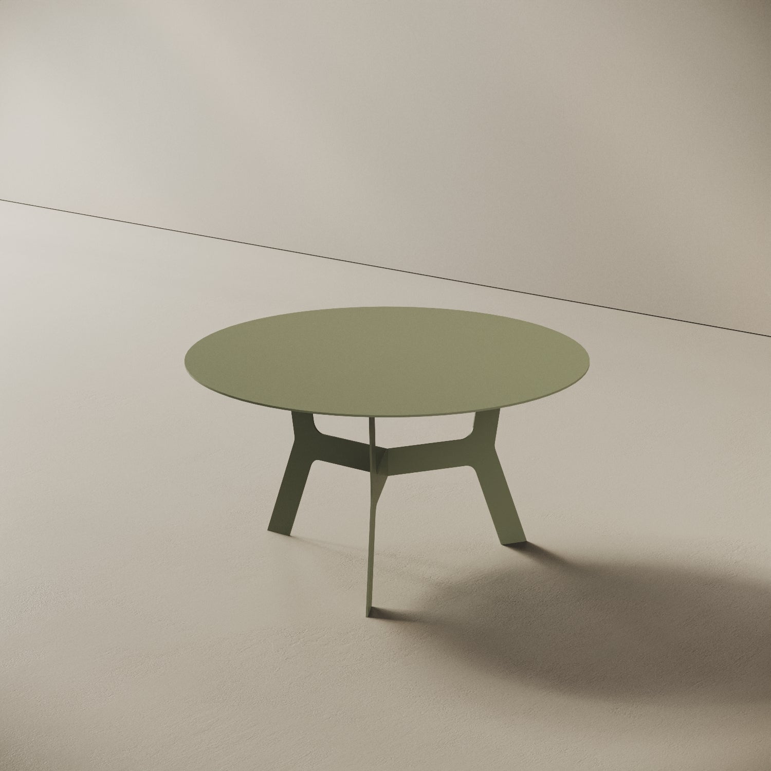 Tavolino da caffè Barcellona verde basso, vista laterale – ferro verniciato Ø60 cm H30,3 cm