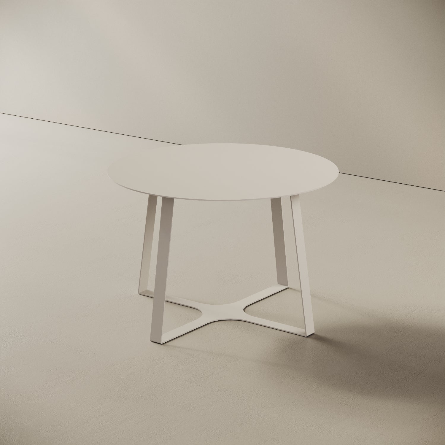 Tavolino da caffè Japan bianco M, vista laterale – struttura geometrica in ferro verniciato bianco