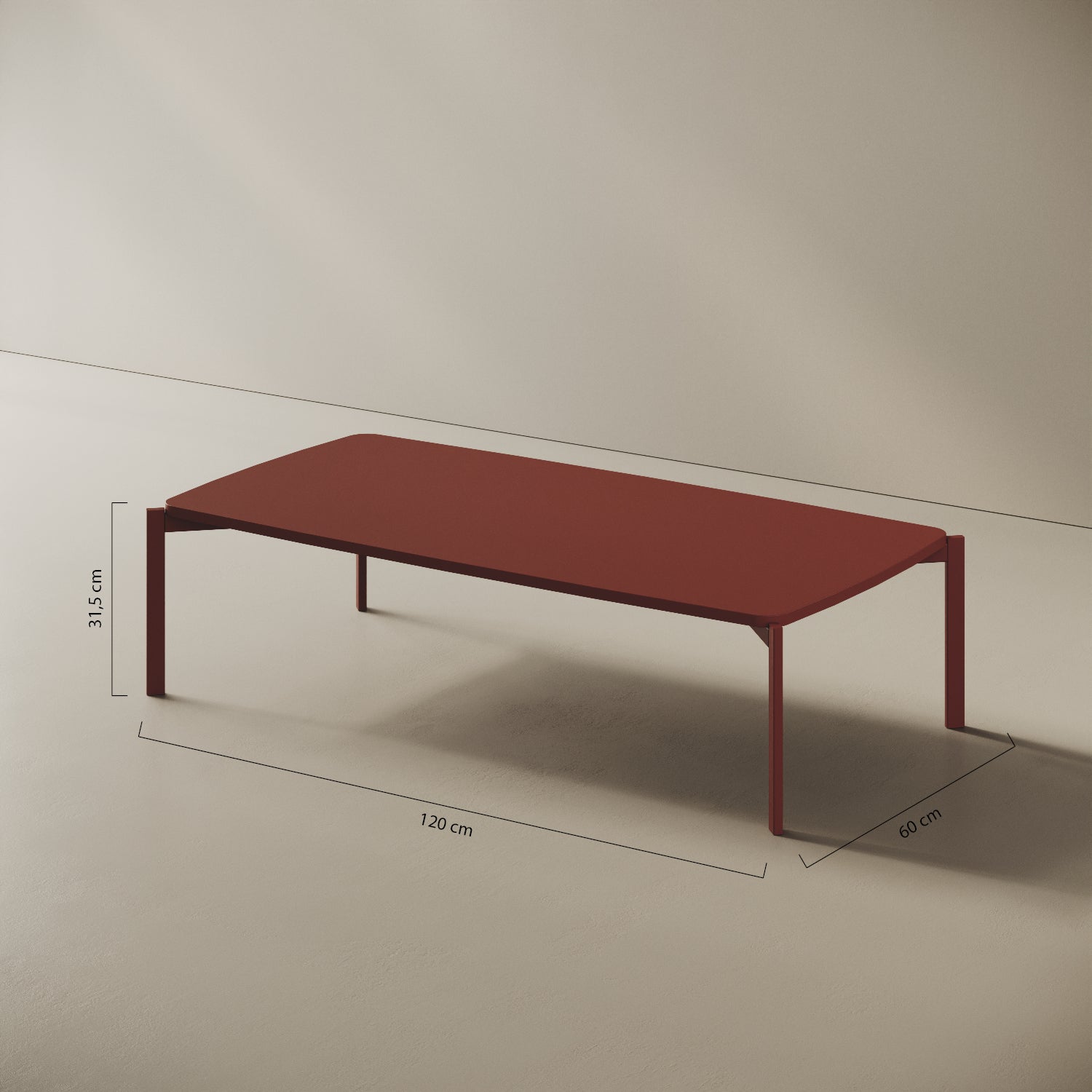 Tavolino Lisbona basso – misure 120x60 cm H31 cm, ferro verniciato e legno nobilitato