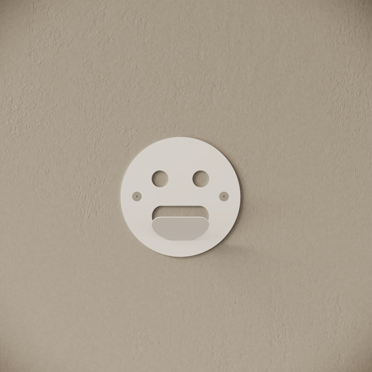 Appendiabiti da muro Smile bianco, vista frontale – ferro verniciato, gancio integrato