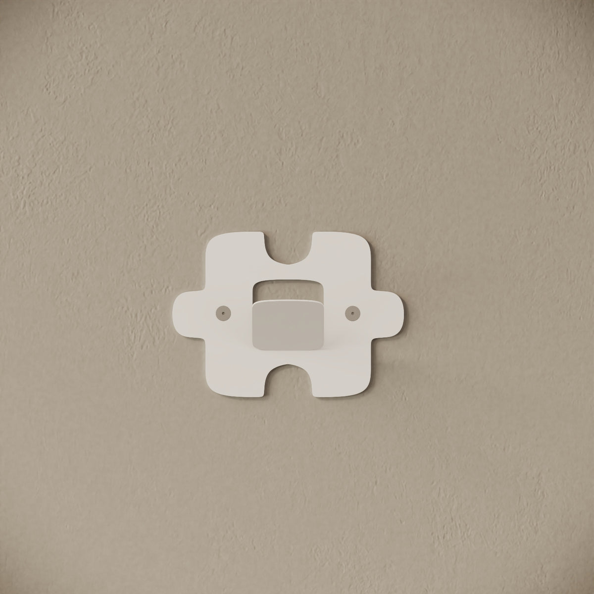 Appendiabiti da muro Puzzle bianco, vista frontale – ferro verniciato, gancio integrato