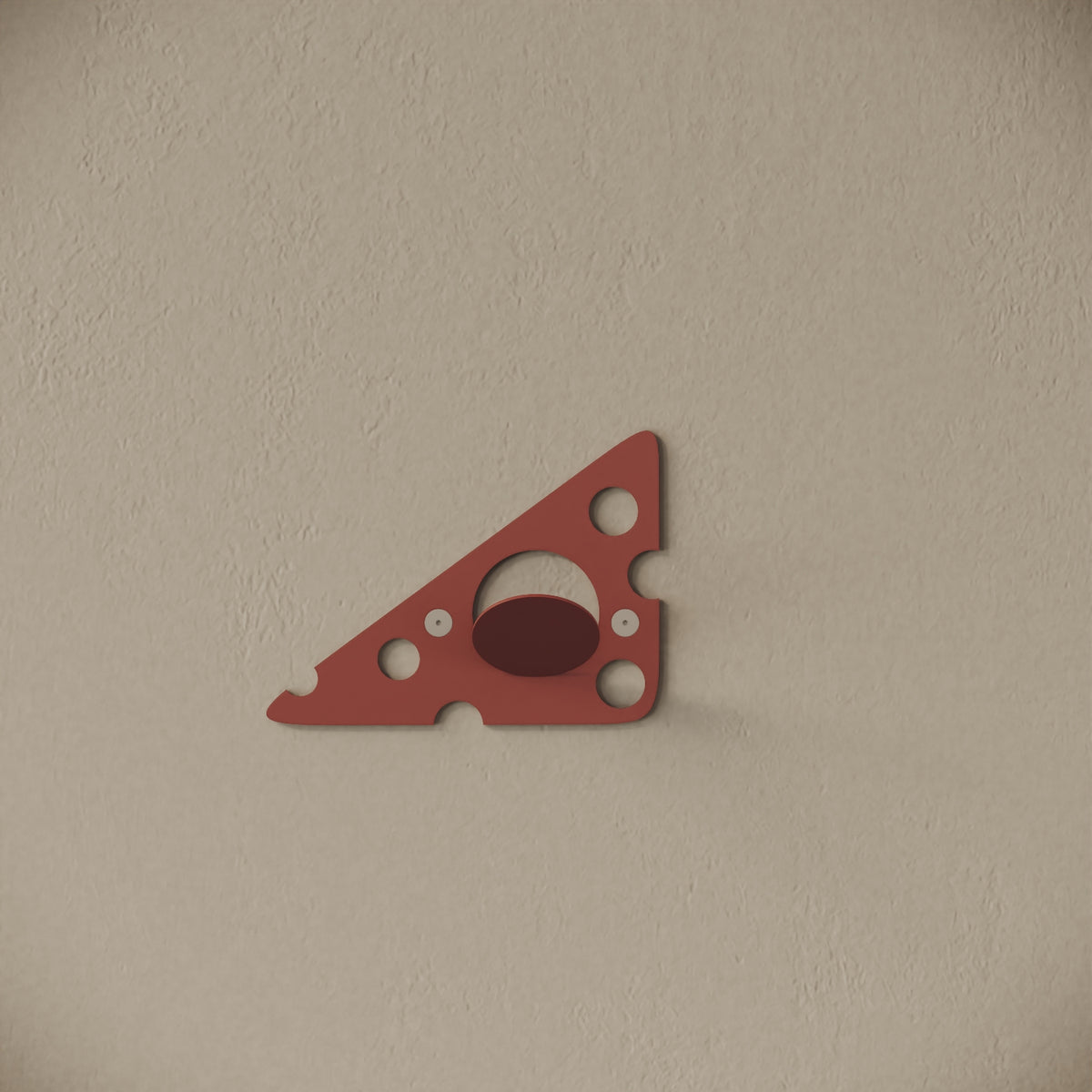 Appendiabiti da muro Cheese rosso, vista frontale – ferro verniciato, gancio integrato