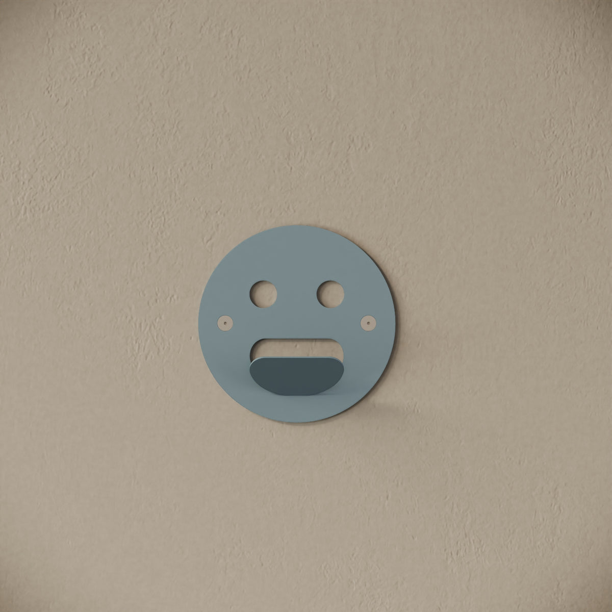 Appendiabiti da muro Smile blu, vista frontale – ferro verniciato, gancio integrato