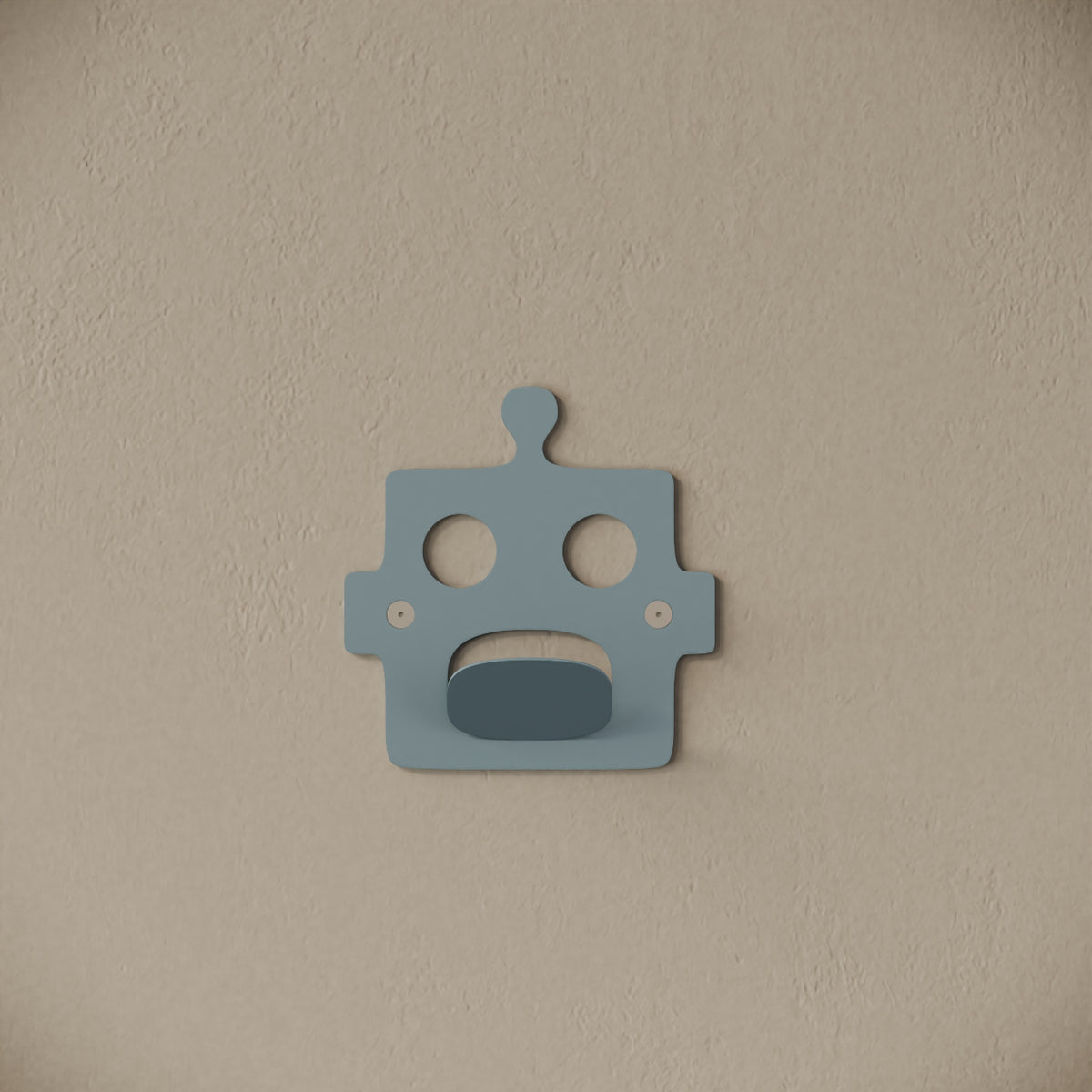 Appendiabiti da muro Robot blu, vista frontale – ferro verniciato, gancio integrato