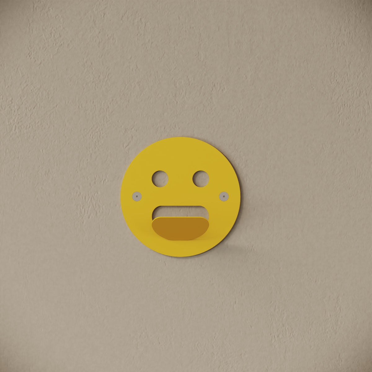 Appendiabiti da muro Smile giallo, vista frontale – ferro verniciato, gancio integrato