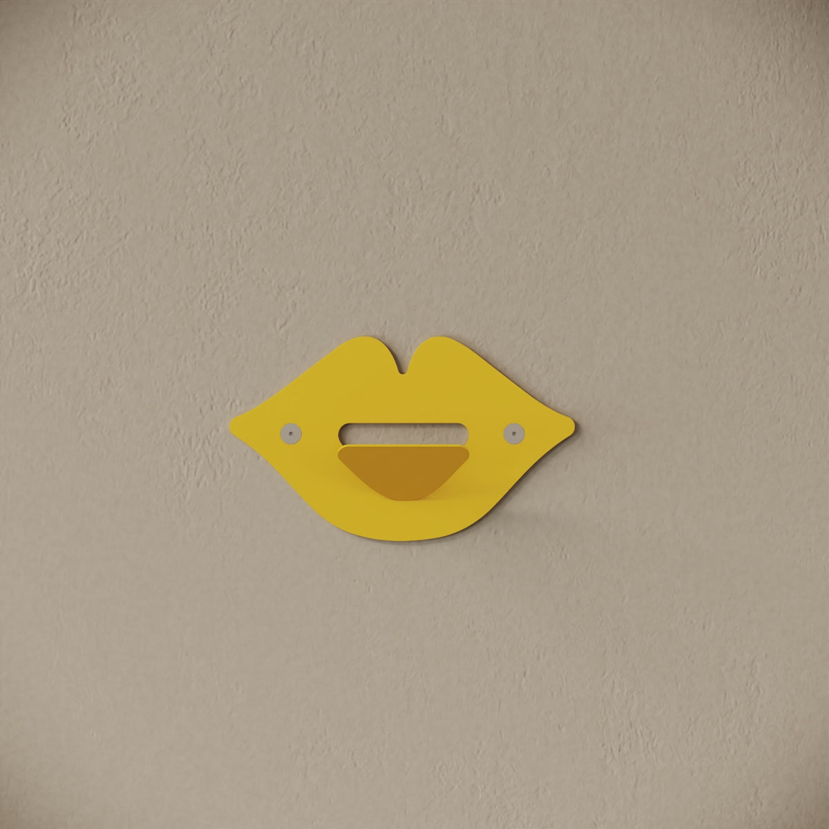 Appendiabiti da muro Kiss giallo, vista frontale – ferro verniciato, gancio integrato