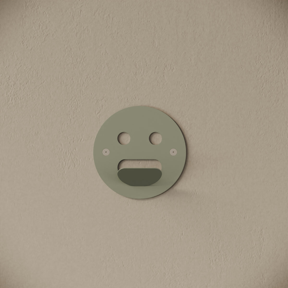 Appendiabiti da muro Smile verde salvia, vista frontale – ferro verniciato, gancio integrato
